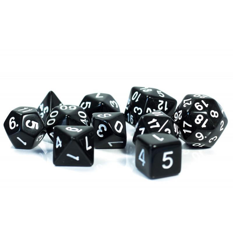Kostki rpg czarny zestaw 10 kości kostek k24 k30