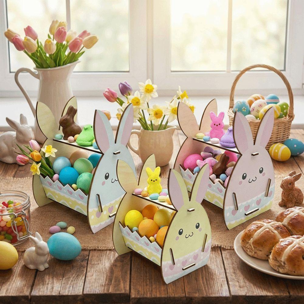 DIY Bemalbarer Osterhasenkorb Halboffener Rahmen Süßigkeiten-Aufbewahrungskorb Hasen-Dekorbox Ostereiersuche