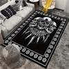 Gothic Skull Rug with Pentagram Border for Living Room Decor | Unique Area Rugs | Home Decor Accessories Skid Resistant Carpet