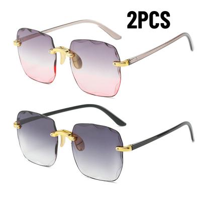 1/2PCS Rimless Women Sunglasses Fashion Gradient Lenses Vintage Alloy Legs Classic Designer Shades UV400 Protection