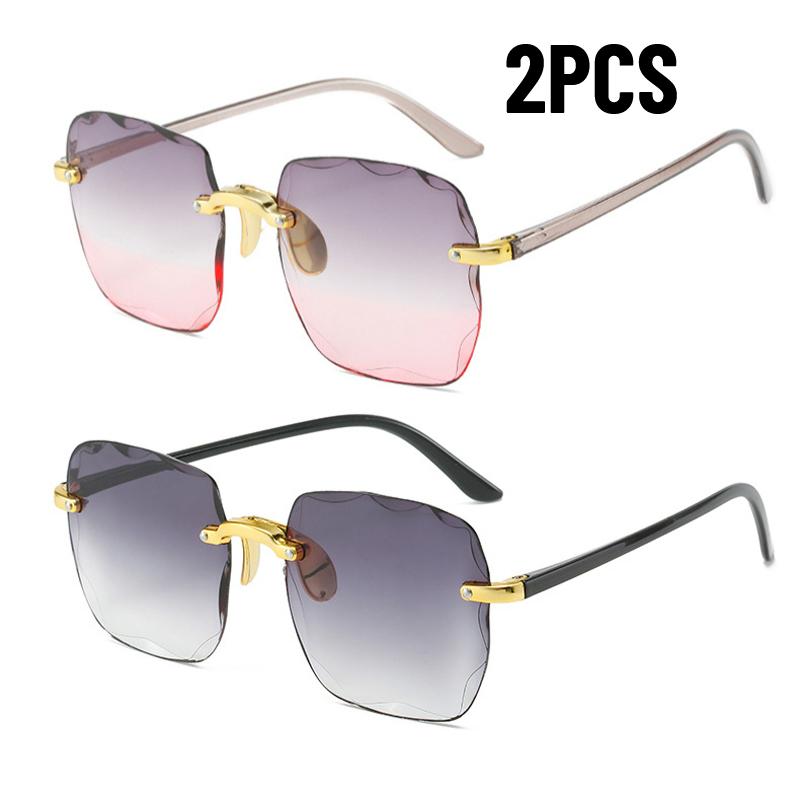 1/2PCS Rimless Women Sunglasses Fashion Gradient Lenses Vintage Alloy Legs Classic Designer Shades UV400 Protection