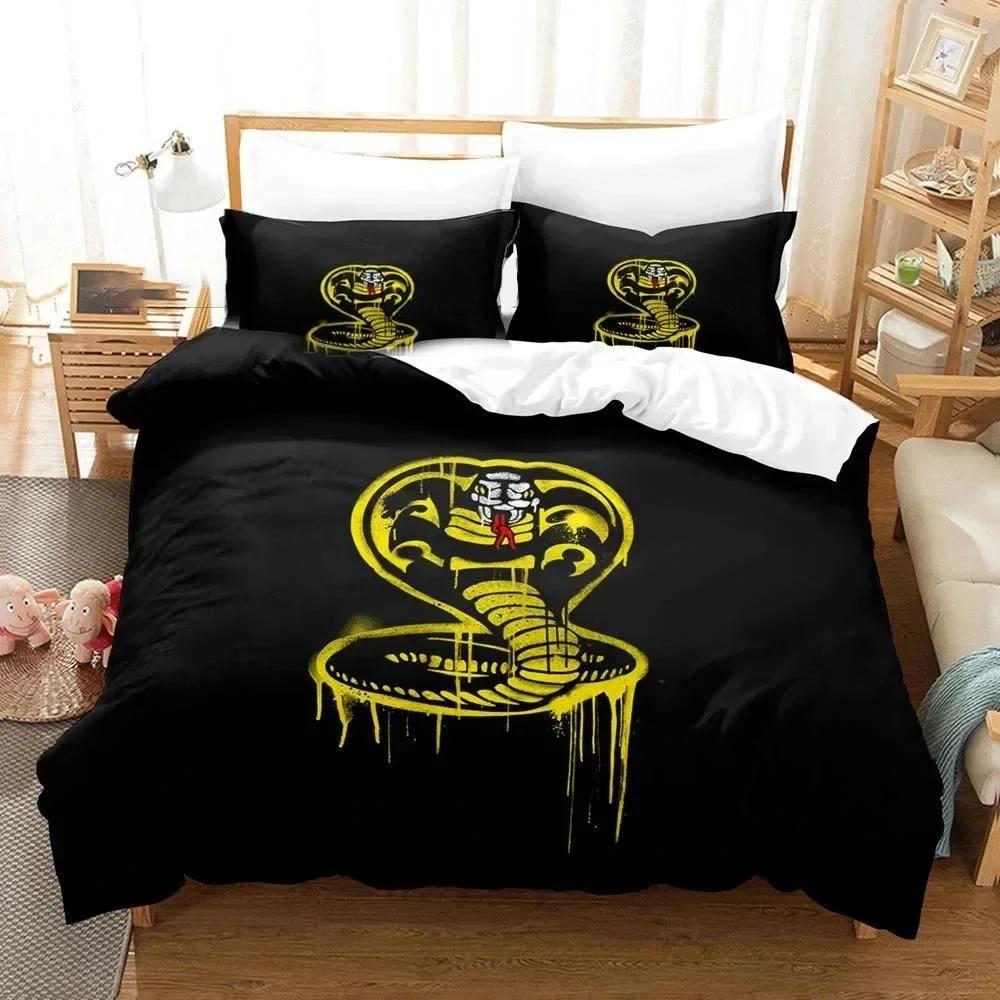 3D Print Cobra Kai Karate Beddengoedset Dekbedovertrek Bedset Quiltovertrek Kussensloop Dekbed King Queen Size Jongens Volwassen Beddengoed