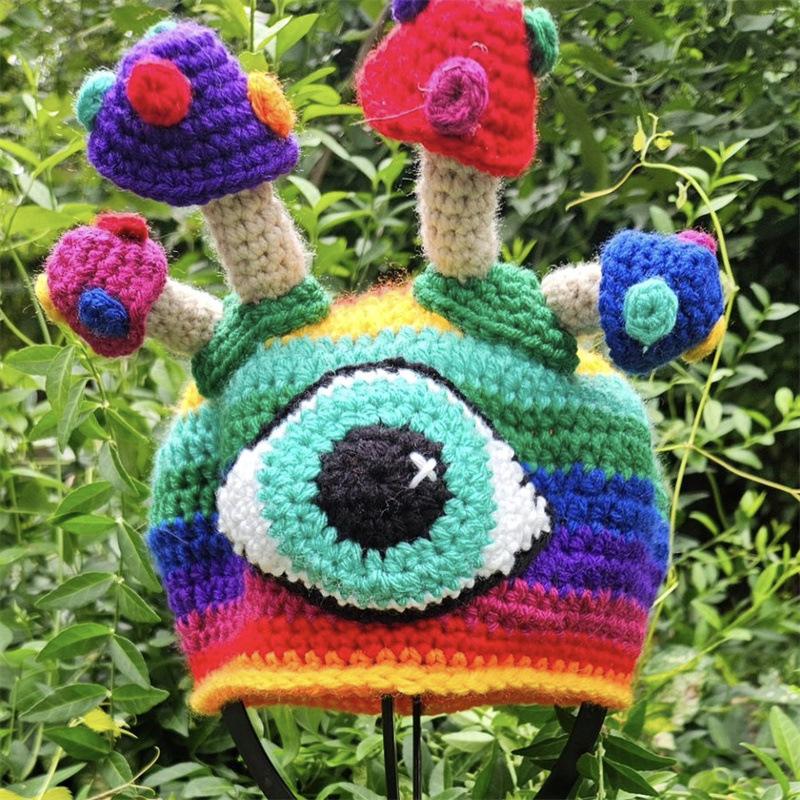 

Новая шапка ручной работы с ушками в виде медвежонка в полоску, модная и универсальная шапка для взрослых Adult 57-59cm