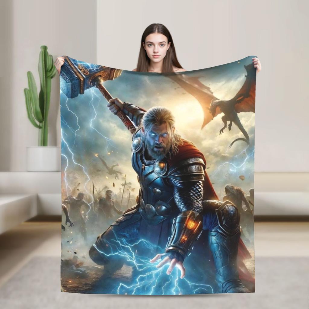 Thor Decke Warm Weich Lustig Plüsch Überwurfdecke für Sofa Sessel Picknick Flanell Bettdecke Bettbezug