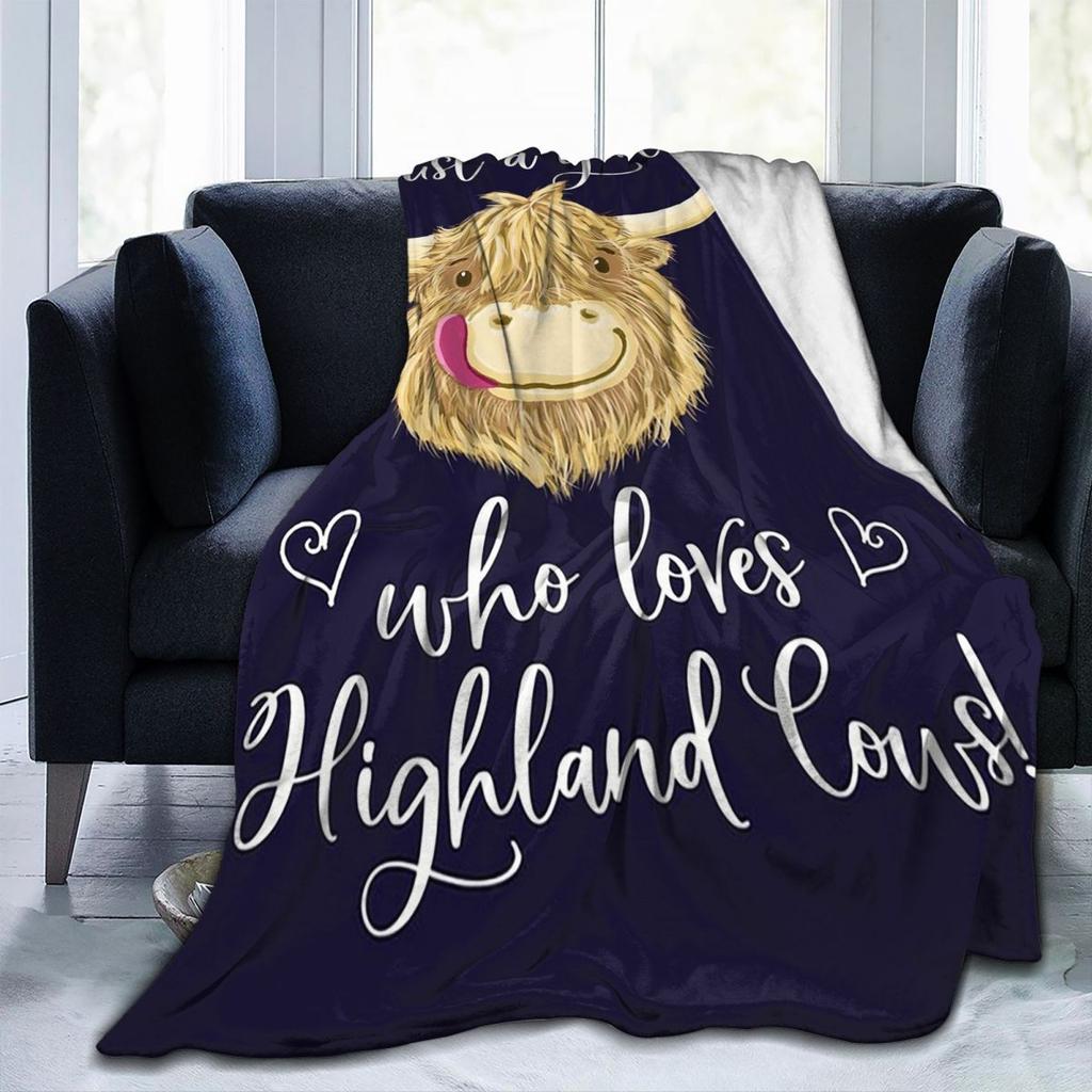 Just A Girl Who Loves Scottish Highland Cows Blanket Flannel Sofa Throw Blanket Warm for Couch Bedding Outdoor Throws Bedspread