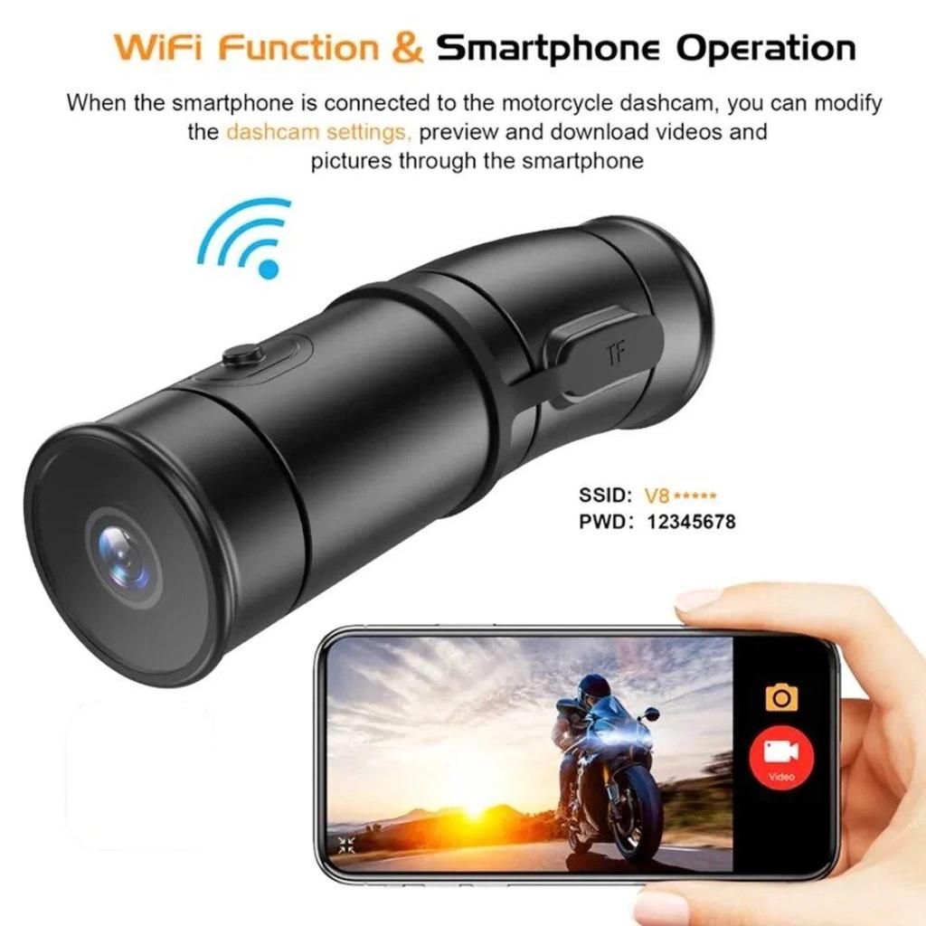 HD-Helmkamera, WiFi, Dual-Channel Ultra HD Tragbare Fahrradsportkamera, Wasserdichte Motorrad-Dashcam, Vlog-Videorekorder