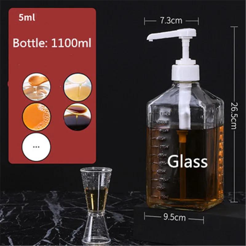 1600ml Transparent Coffee Syrup Bee Drip Double Scale Storage Dispenser Pump Bottle Squeeze Milk Bottle Honey Jar Container