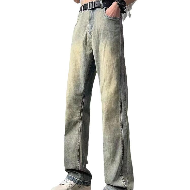 Price control autumn new washed jeans simple loose high street casual pants men