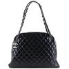Mademoiselle Bowling Bag Tote Bag A50558 Matelasse Chain Tote Wrinkle Processing Black Patent Leather Women Used