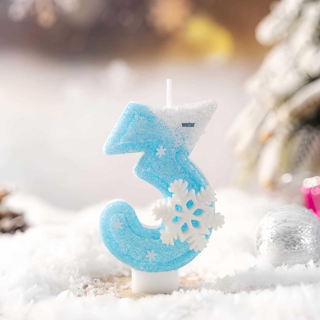 Snowflake Number Birthday Candles for Cake Party Decoration - Handmade for First Birthday