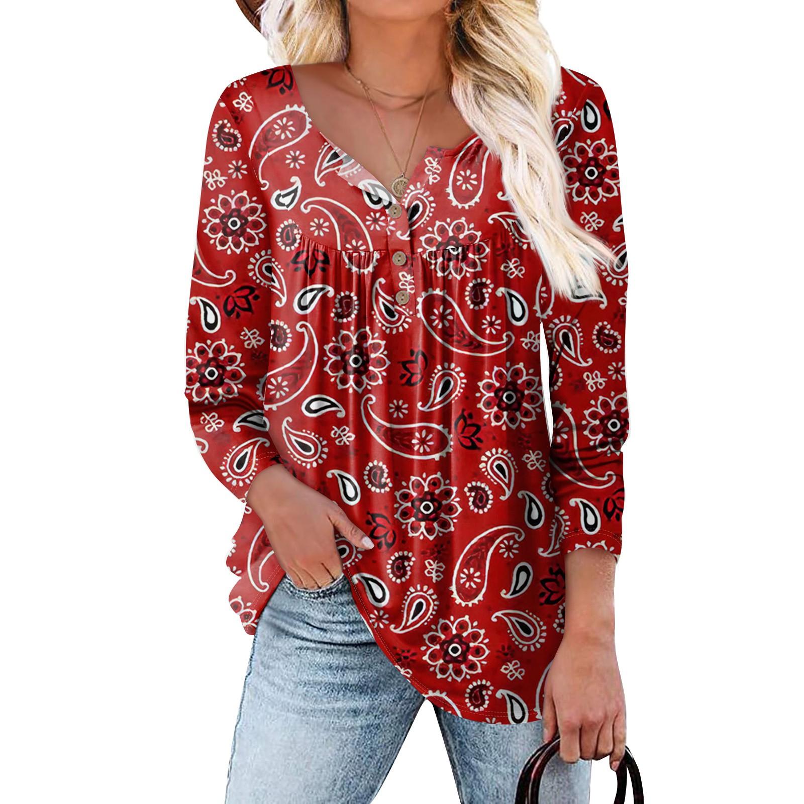 

Летняя женская мода, повседневная блузка с круглым вырезом и рукавами 3/4, пуловер с принтом S красный