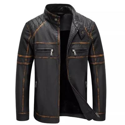 Men's Jacket Leather Motorcycle Leather Jacket Stand Collar New Jacket