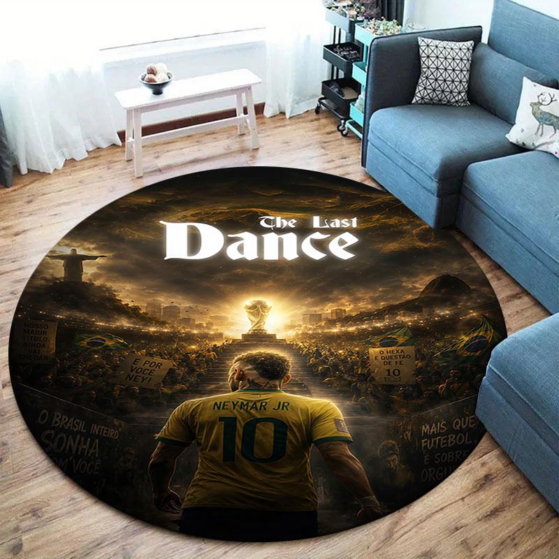 Neymar Round Area Rug,Carpet Rug for Living Room Bedroom Sofa Playroom Decor,Non-slip Floor Mat