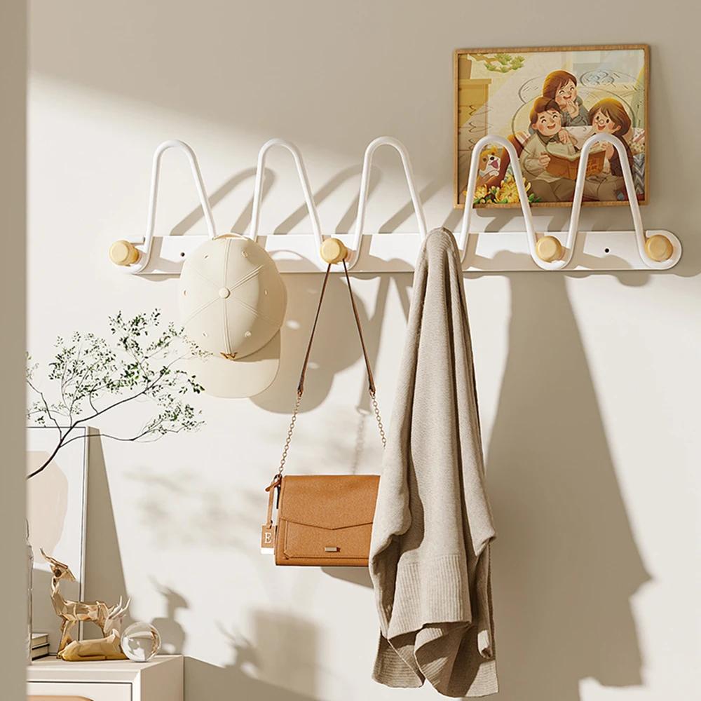 Modern Minimalist Iron Wall Hat Hooks Coat Hanger for Bedroom Entryway Multi-Functional Storage Rack with Strong Load Bearing