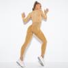 Seamless Frosted Yoga Set: Long Sleeve & High Waist Pants for Women