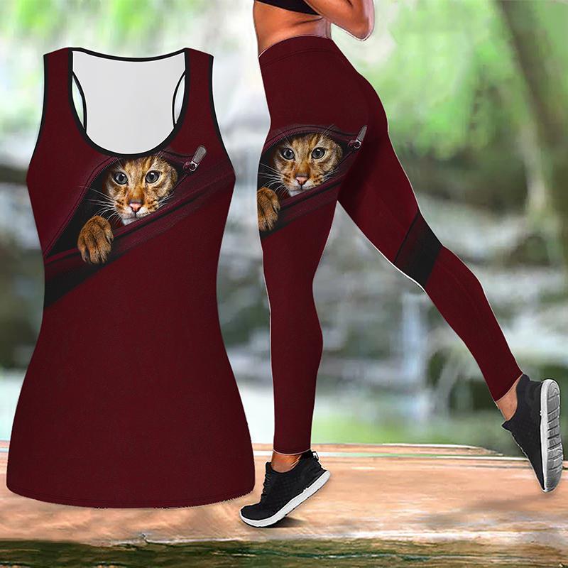 

Наряд для йоги с принтом оранжевого котенка для женщин, модные леггинсы для тренировок, фитнес-спорт, повседневные штаны для йоги 5XL красный