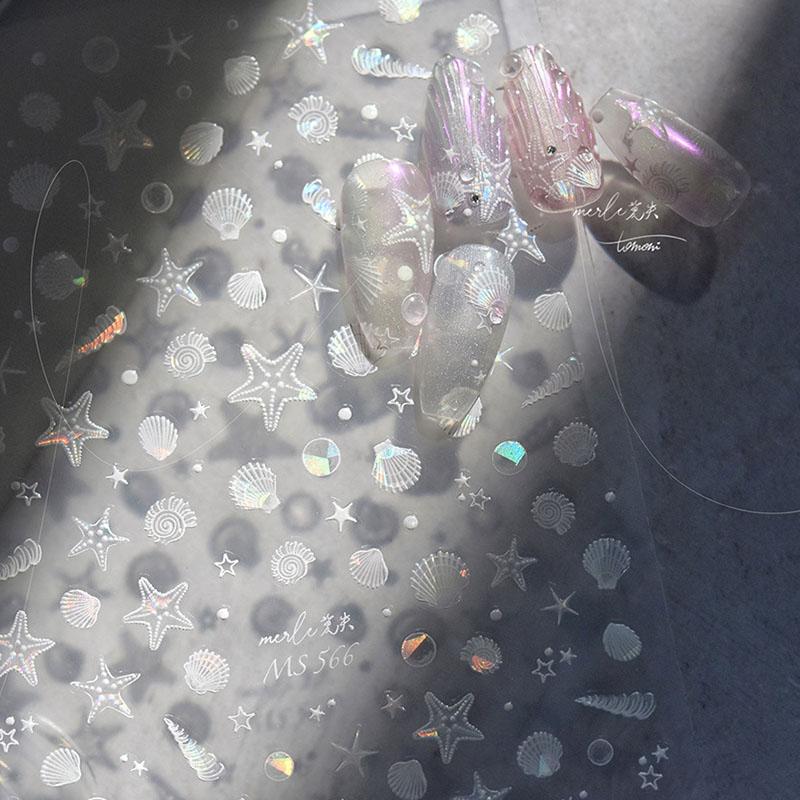 New Stickers for Nails Beach Ocean Shell Conch Nail Sticker Self-adhesive Nail Art Stickers Manicure Decals ZJT20