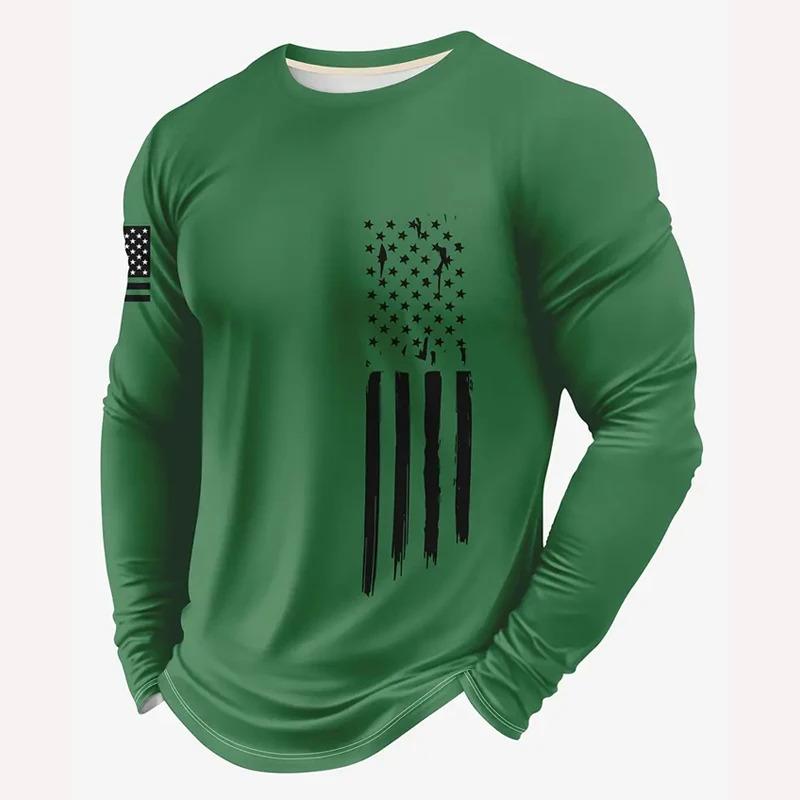 Men Casual Round Neck Print Tops Elastic and Suitable for Sports and Casual