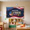 American Flag Design Celebration Banner Decorative Stars Patriotic Banner Silhouette Soldier Lightweight Fabric