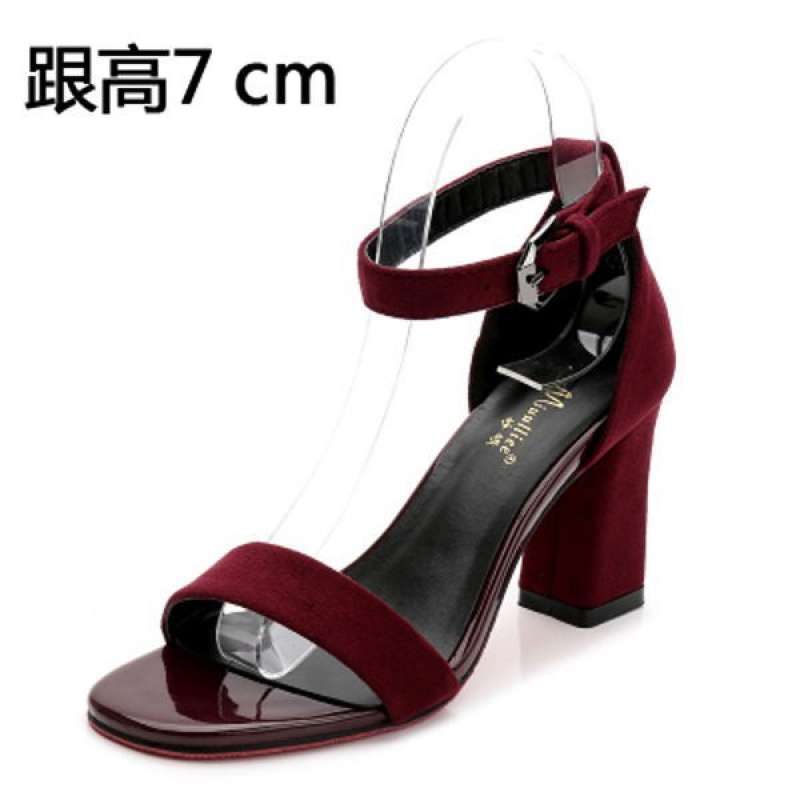 Flat heel black sandals women's summer flat bottom medium heel low heel versatile 2025 new one-word buckle pearl thick heel women's shoes
