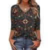 Women's T Shirt Print 3/4 Sleeve Daily Weekend Fashion Basic V- Neck Regular Top