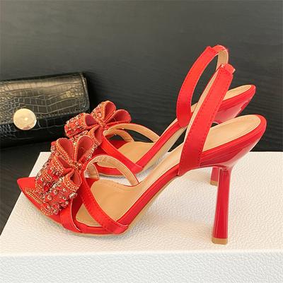 Eilyken Neues Design Kristallblume Spitzschuh Slingbacks Damenpumps Elegant Dünne Hohe Absätze Bankett Hochzeitsschuhe