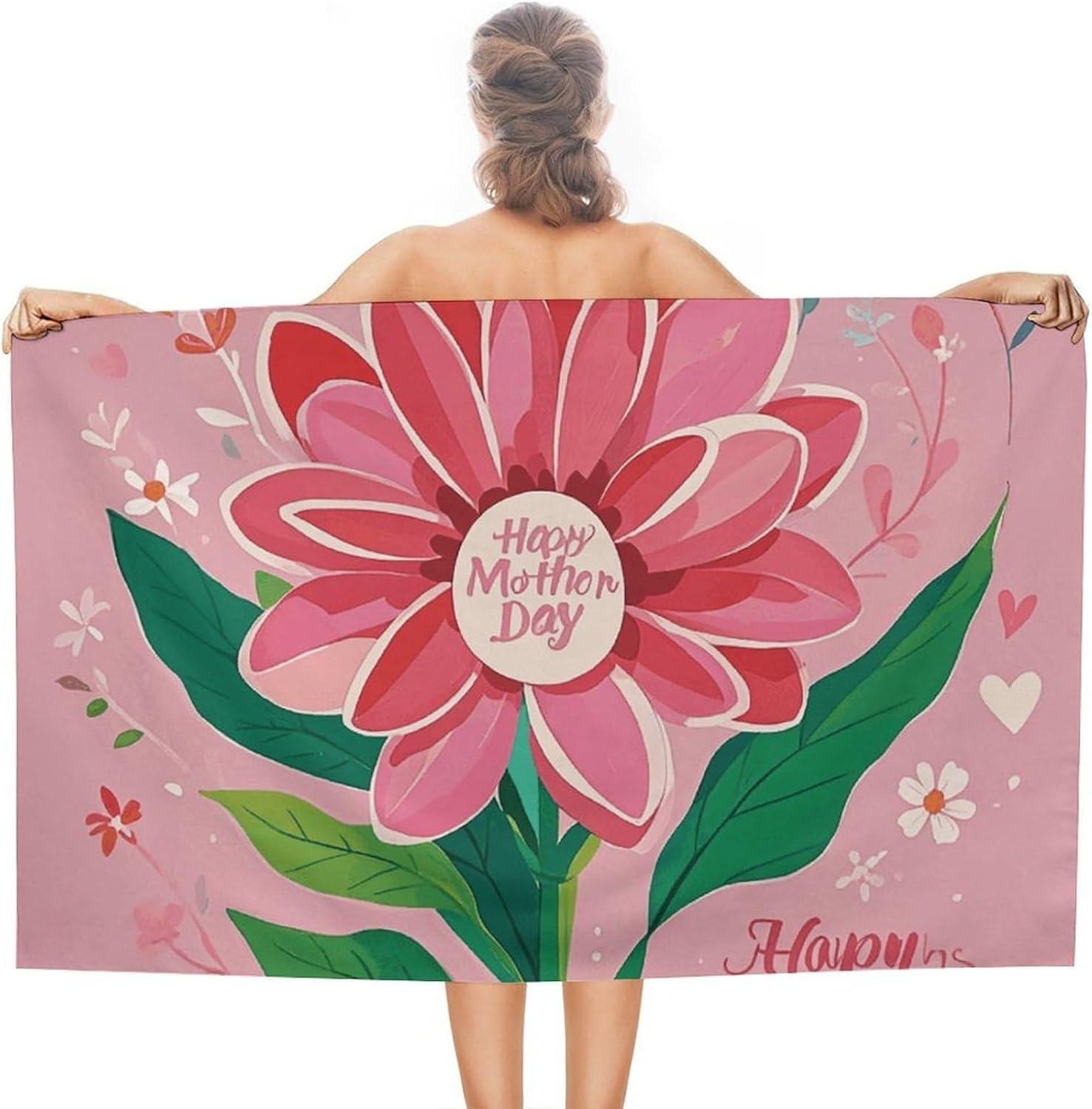 Happy Mother Day Beach Towels Mother s Day Towel Microfiber Quick-Dry Beach Towel For Yoga Tourism Beach GYM Camping Swimming W30*H60(CM)