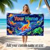 Dinosaur Theme Quick Dry Beach Towel Custom Name Text Print Large Sand Resistant Towel Beach Vacation