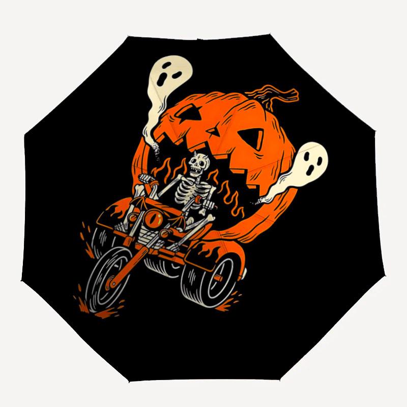 

1pc Halloween Motorcycle Automatic Folding Umbrella - Compact 8-Rib Design, Durable Plastic & Iron, Lightweight for Outdoor Daily Use103