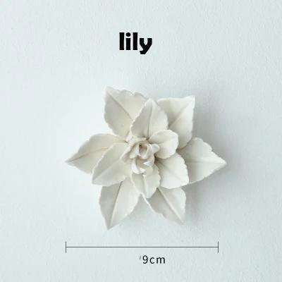 Modern Ceramic Lily Flower Wall Hanging Crafts Home Livingroom TV Background Wall Mural Decoration Hotel Store Wall Ornaments