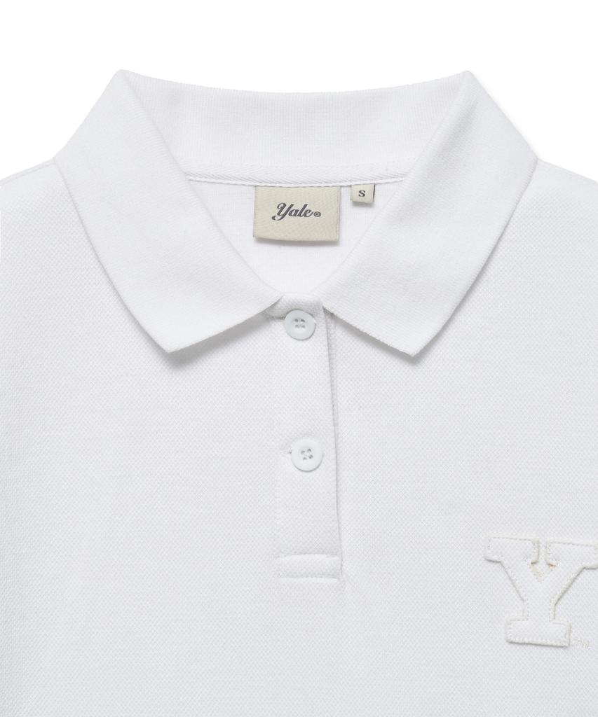 YALE Women'S Crop Banded Polo Shirt_White