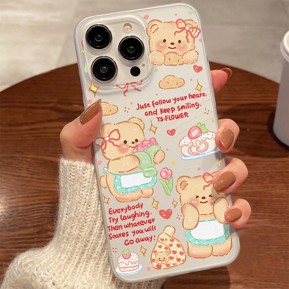 Mobile Phone Cases for iPhone 11 13 15 Pro Max 12 14 Pro Max Case iPhone 16 15 Plus 13 Pro 12 Frosted Texture Painted Cartoon Flowers