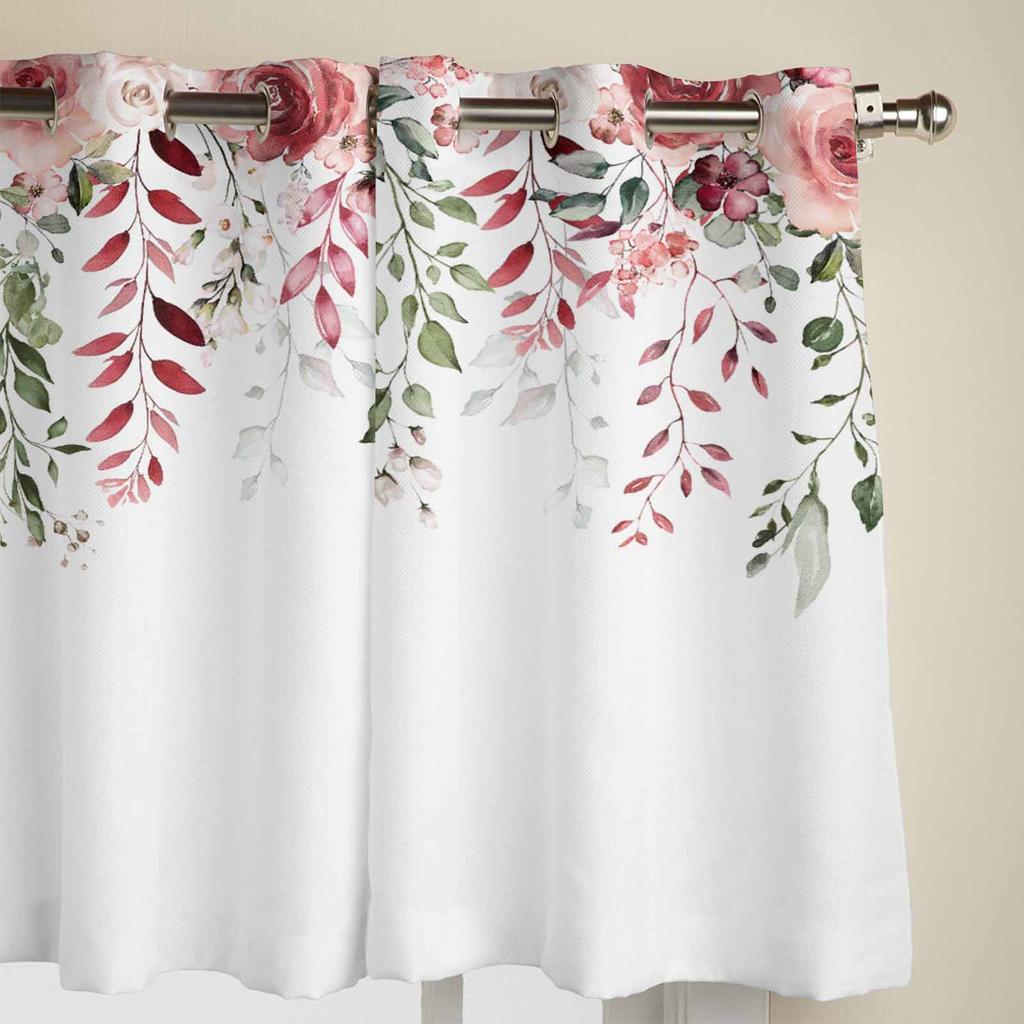 Rose Flower Leaves Window Curtains for Living Room Bedroom Curtain Modern Kitchen Blinds Drapes Curtains