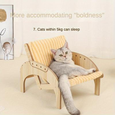 Foldable Cat Bed Elevated Pet Lounge Chair with Warm Plush Cushion