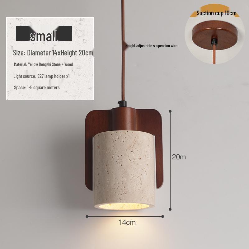 Yellow Travertine Pendant Light - Retro Cream Wabi-sabi Style for B&B, Restaurant, Bedroom, or Bedside.