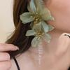 Silver Needle Crystal Tassel Flower Mesh Earrings - Elegant Niche Dangle for Women