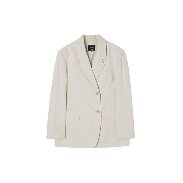 Lap Oversized Two-Button Linen Jacket Aq2Wj465