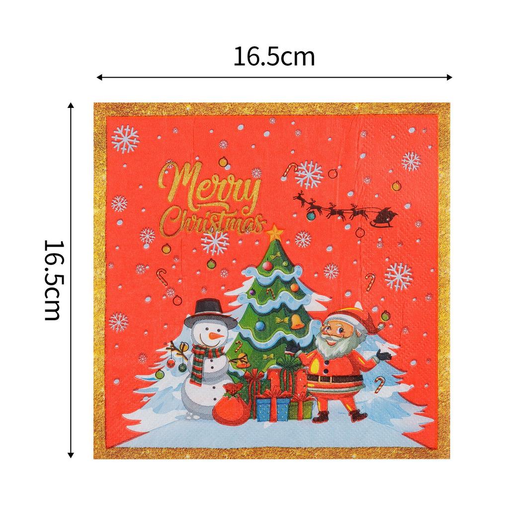 20 stk/Pac 33*33 cm 2-lags engangs festserviett julemønster