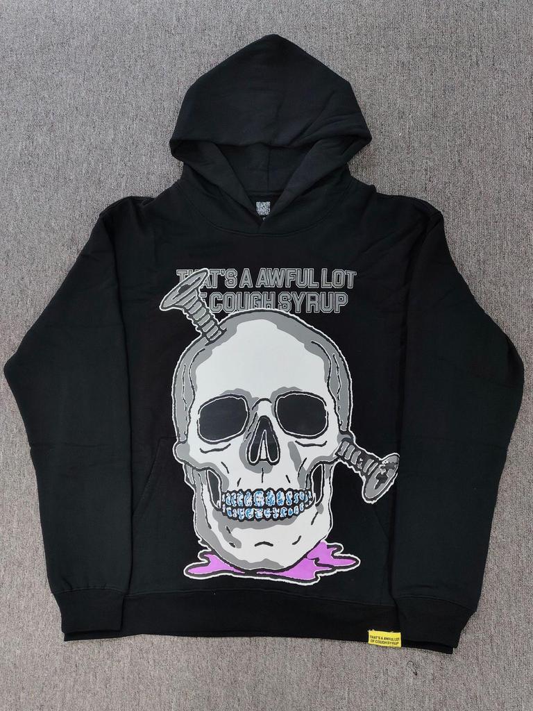 "That's an Awful Lot of Cough Syrup" Anime Print Hoodie for Men - Trendy Brand Original Label.