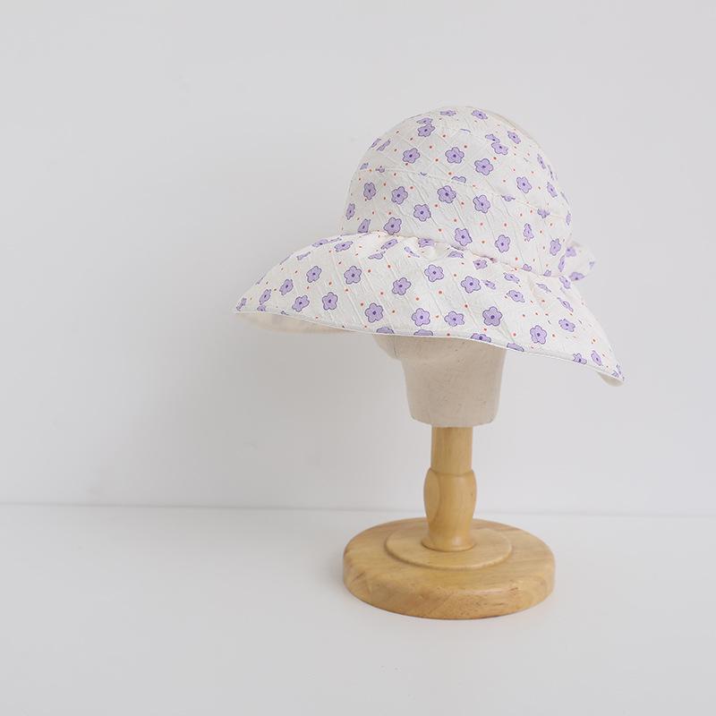 Girls' Cute Floral Wide-Brimmed Summer Sunshade Hat - Breathable Korean Style
