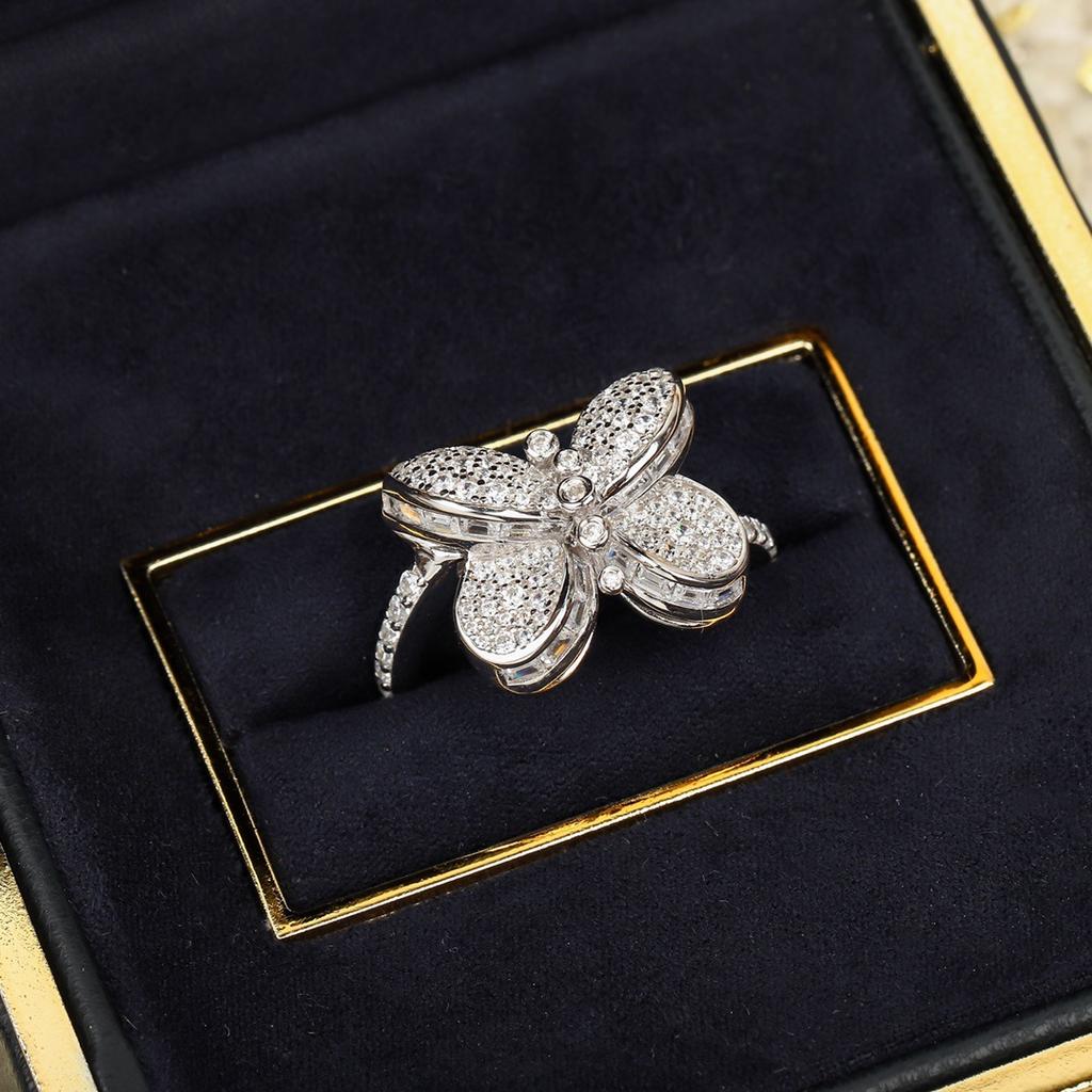 Princess Butterfly Ring Women's Premium Light Luxury Buterfly Butterfly Ring Women's 925 Sterling Silver