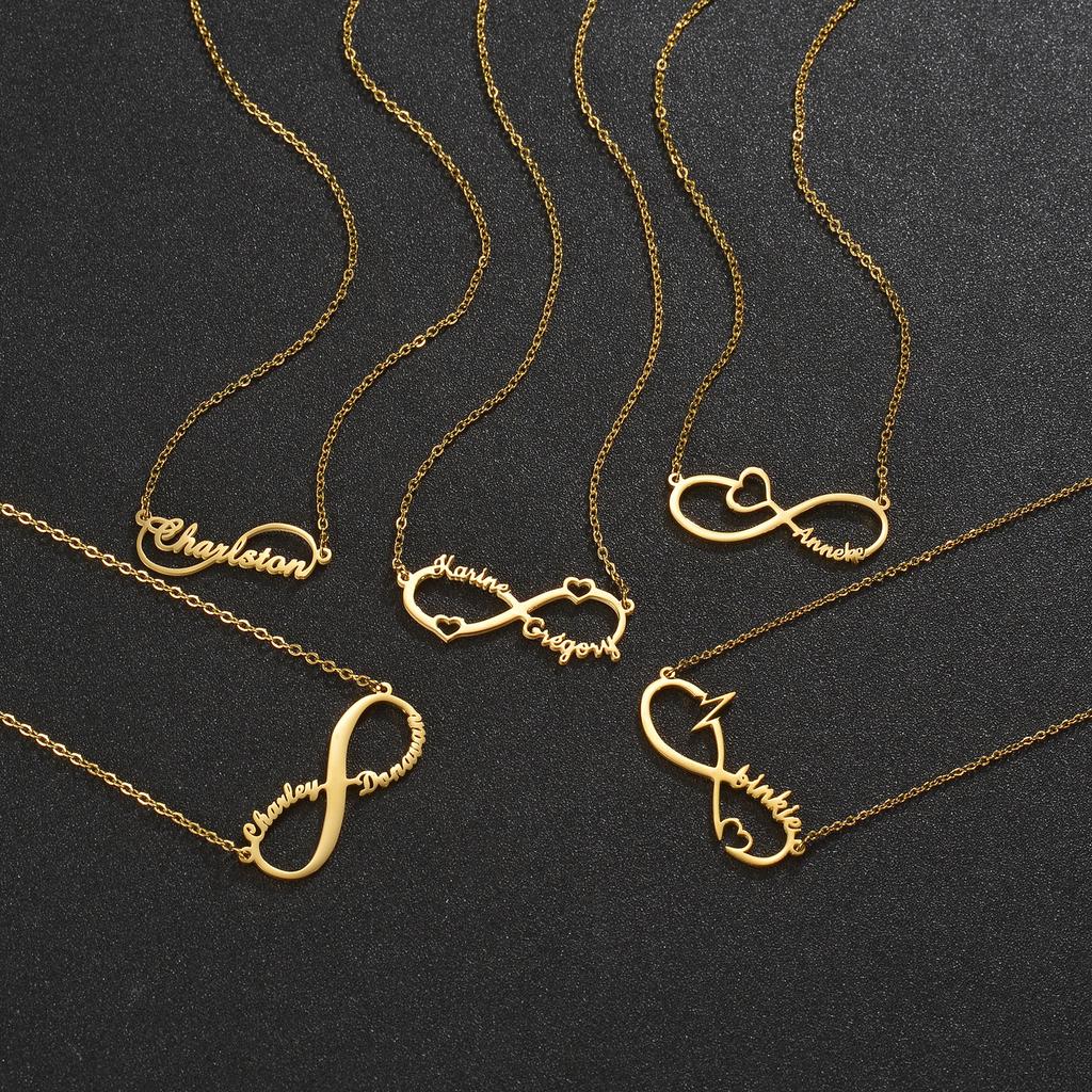 Atoztide Personalized Custom Infinity Name Necklace for Women Stainless Steel Clavicle Pendant Link Chain Birthday Jewelry Gift