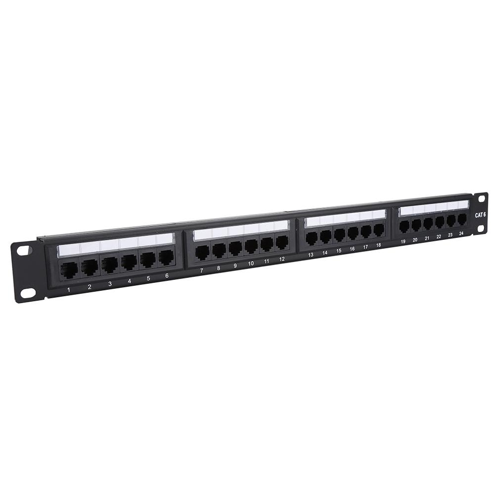 24 Port Mountable Data Patch Panel High Speed CAT6 CAT 6 Network Cable Rack