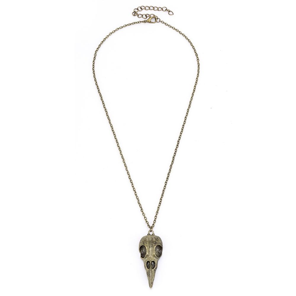 2Pcs Crow Head Necklace Chains Stereo Halloween Decoration Fashion Skull Pendant  Women Men
