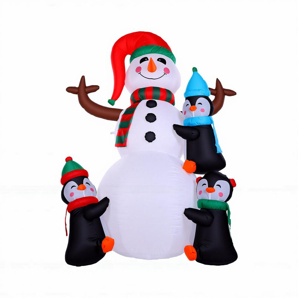 Inflatable Snowman with Penguins Lights Blower 5.9ft Polyester Blow Up Snowman for Xmas Holiday Decor