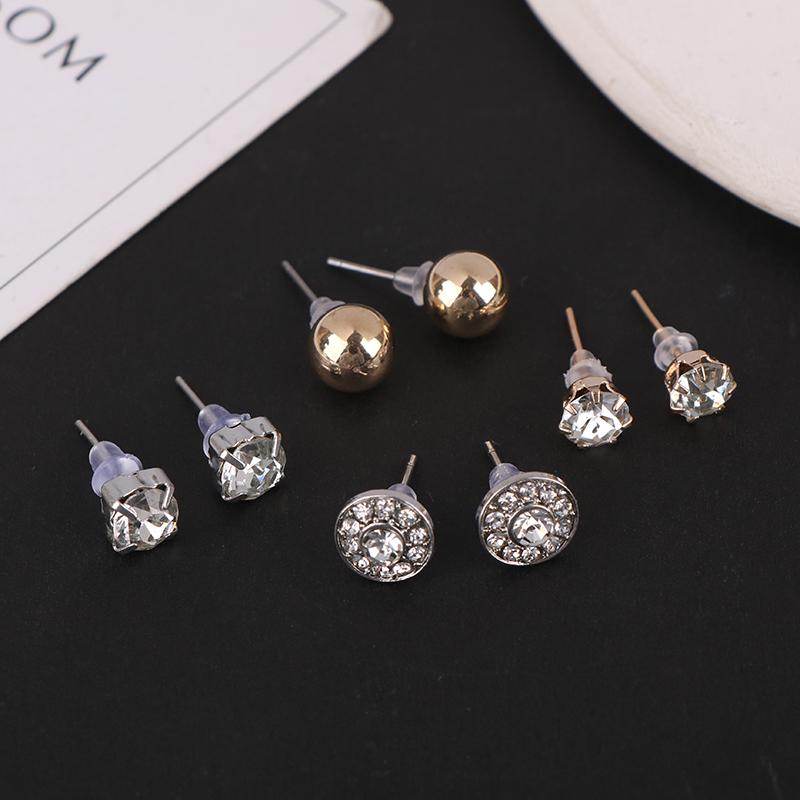 12 Pairs/Set Of Stud Earrings Pearl Zircon Card One Week Stud Earrings Simple Design Stud Earrings