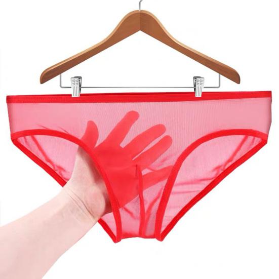 Men Seamless Ice Silk Briefs Low-rise Ultra-Thin See-through Panties Solid Color Quick Drying Underwear