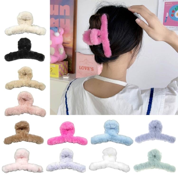 Plush Hair Catchs Hair Barrettes for Thick Hair Furs Hair Claw Clips Jewelry