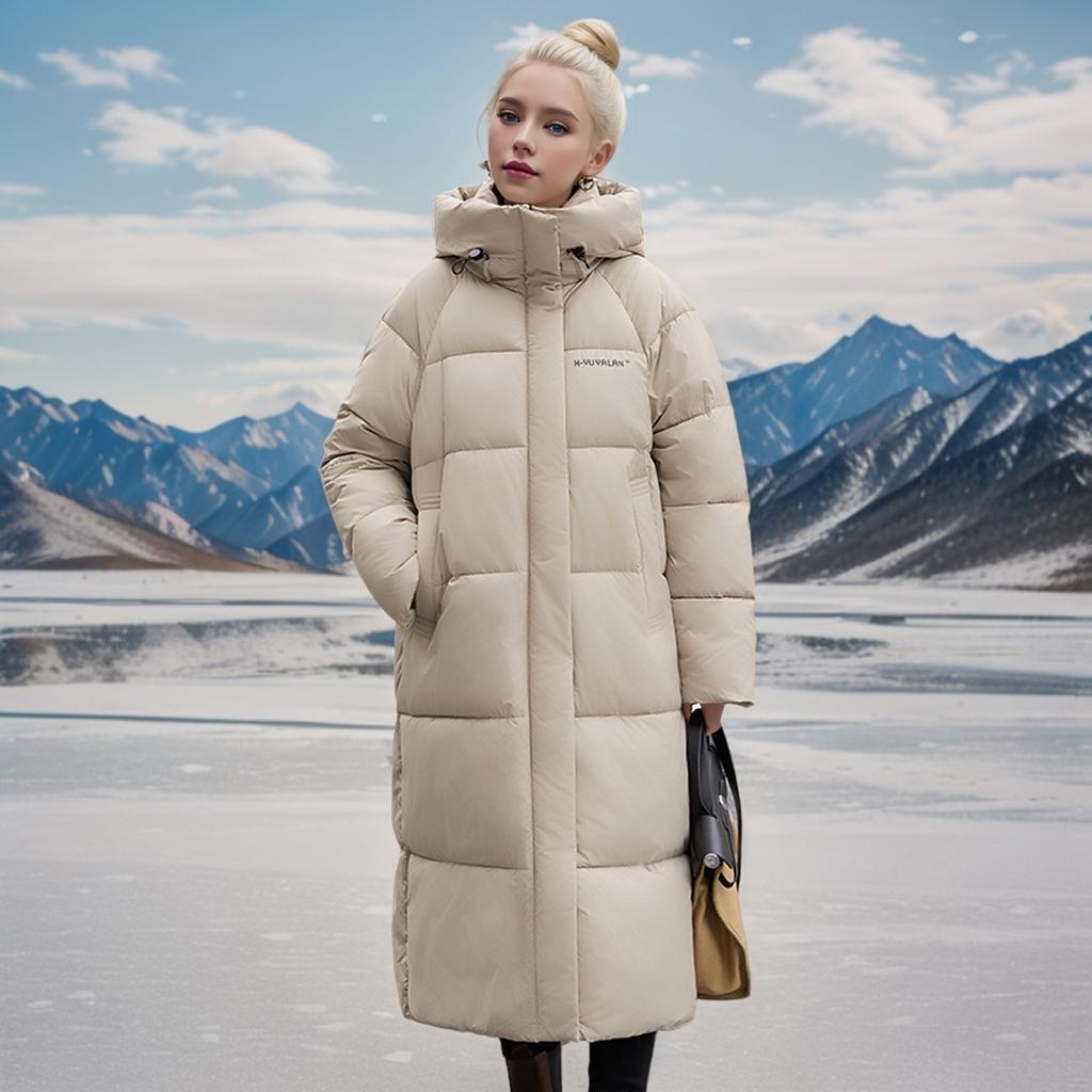 Down Cotton-padded Clothes Women's Long Knee-over Hooded Loose Thickened Windproof Cotton-padded Jacket