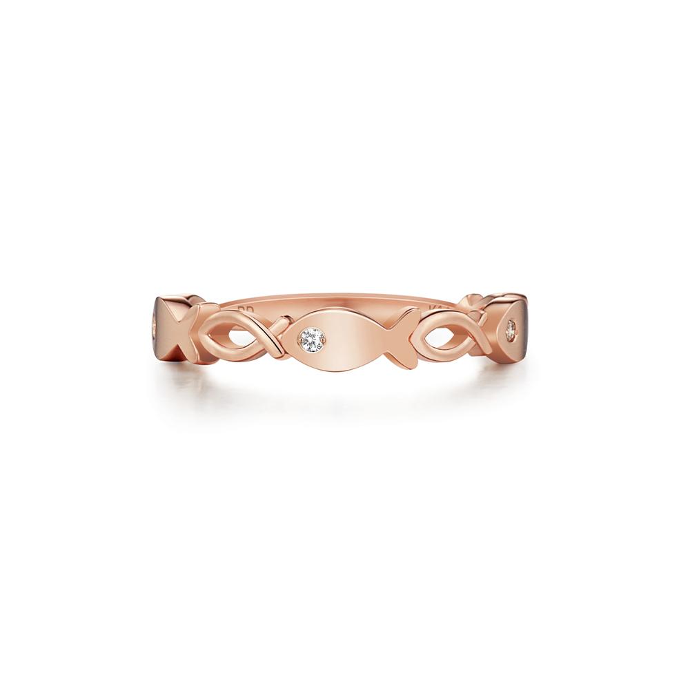 Roseedor New Dream Fish Link Diamond Pinky Ring_210103248